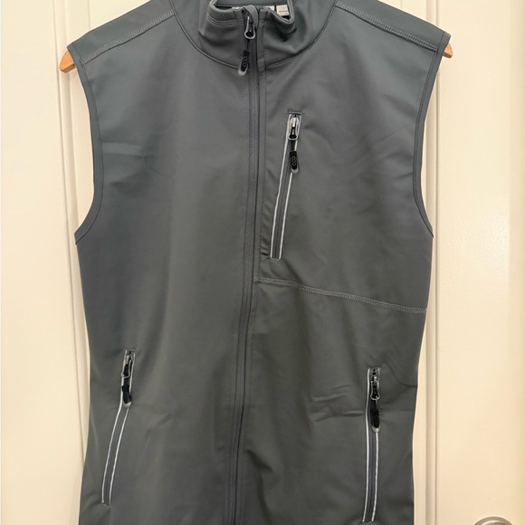 Women's Windproof Vest Outerwear Gray 6 Pockets & Reflective Design Size Large - Picture 4 of 16